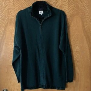 Size Medium Anthropologie Cousin Johnny  Sweater Women’s Dark Green Zip Holiday